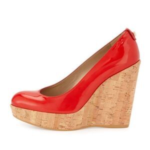 STUART WEITZMAN Corkswoon Patent Wedge Pump Pimento Size 8 Medium